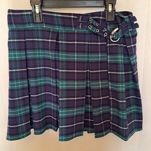 Forever 21 Plaid skirt, large, green and navy blue